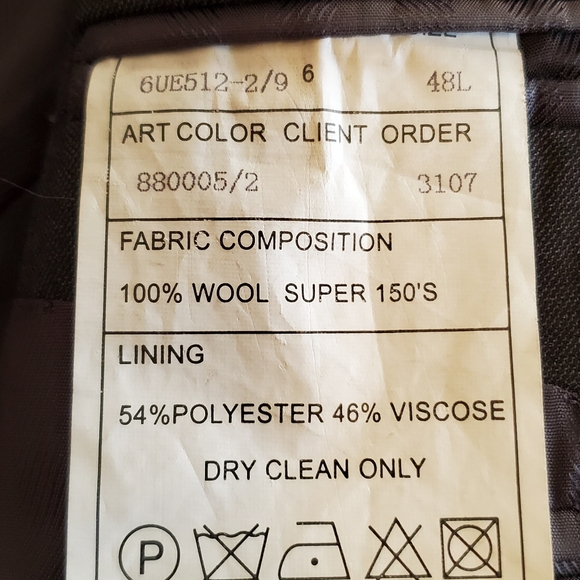 48L Baroni Couture Grey Super150s 100% Wool - Picture 7 of 7